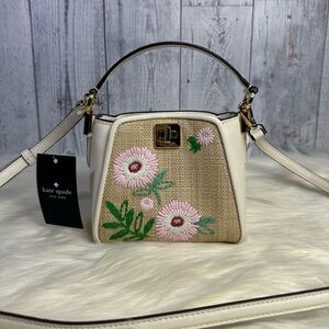 KATE SPADE mini floral raffia crossbody